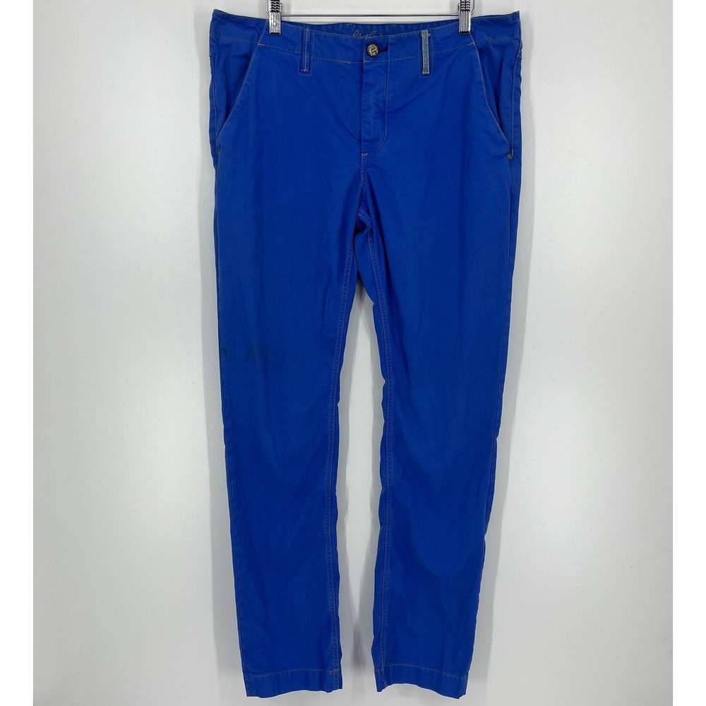Robert Graham Slim Jim Mens 36x34 Royal Blue Chino Pants Woven Cotton Trousers